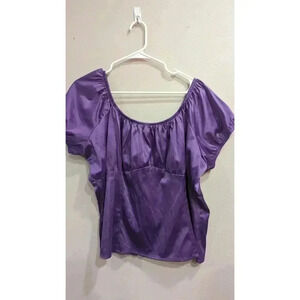 Pinup Girl Clothing Purple short sleeve satin Peasant top in size 4x